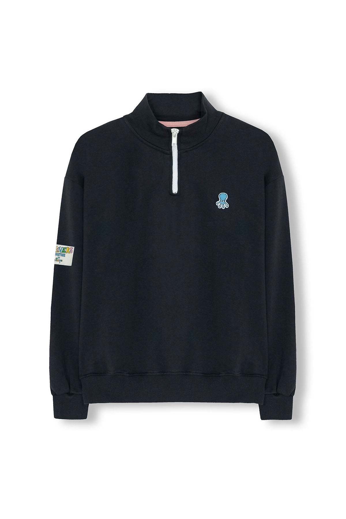 SWEATSHIRT PERKINS PARA MENINO COM LOGOTIPO DE POLVO BORDADO EM AZUL MARINHO CONTRASTANTE