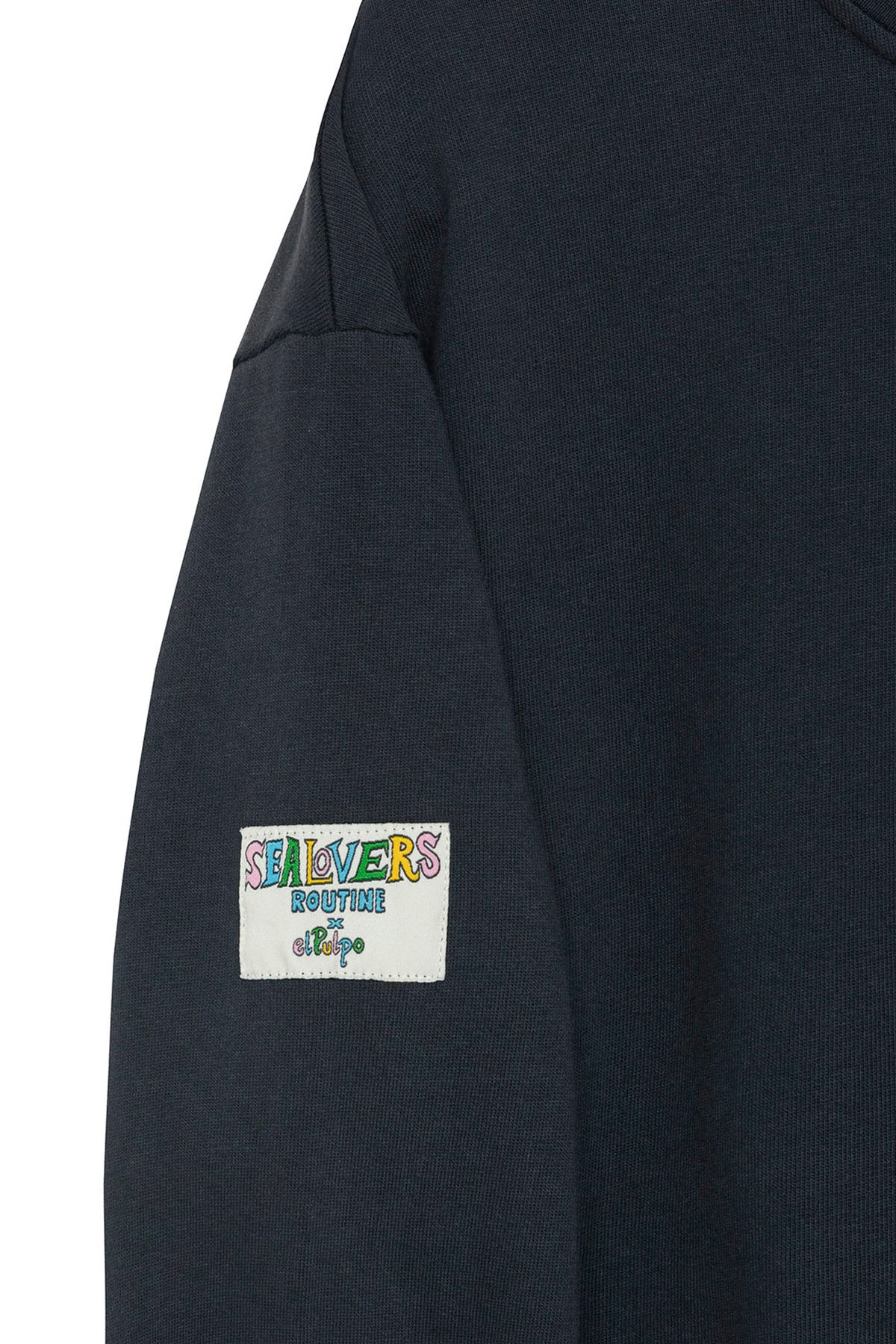 SWEATSHIRT PERKINS PARA MENINO COM LOGOTIPO DE POLVO BORDADO EM AZUL MARINHO CONTRASTANTE