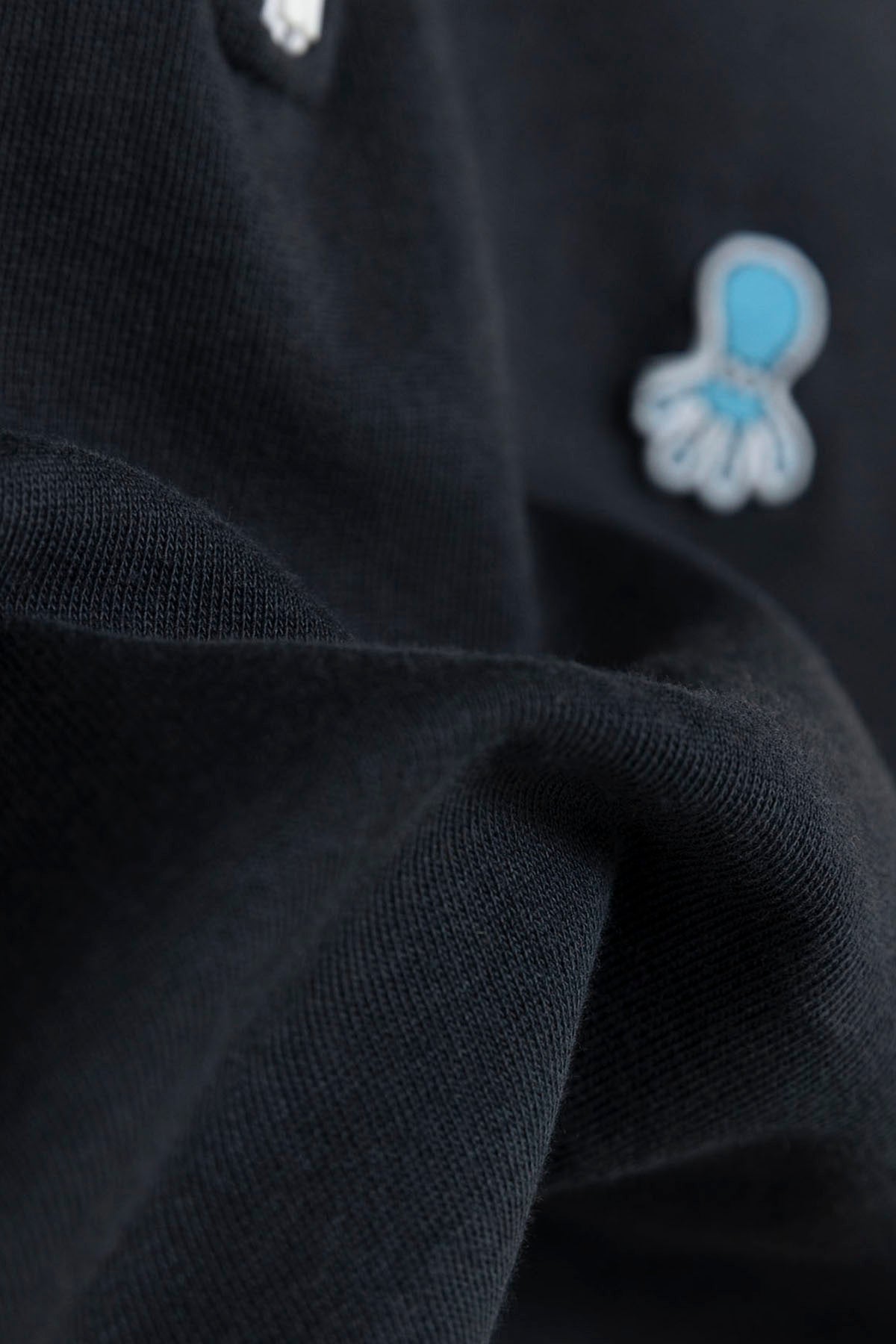 SWEATSHIRT PERKINS PARA MENINO COM LOGOTIPO DE POLVO BORDADO EM AZUL MARINHO CONTRASTANTE