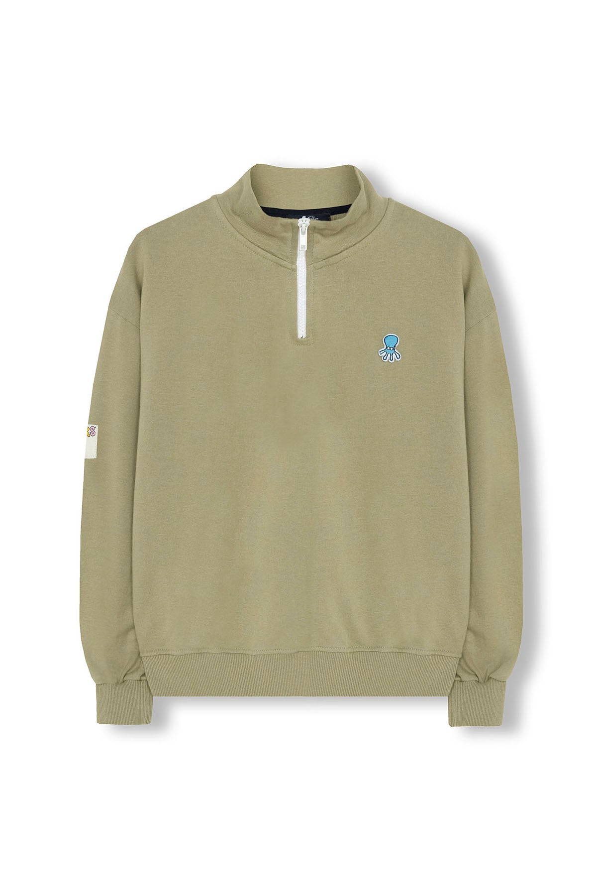 SWEATSHIRT PERKINS PARA MENINO COM O LOGOTIPO ELPULPO BORDADO A VERDE SÁLVIA CONTRASTANTE