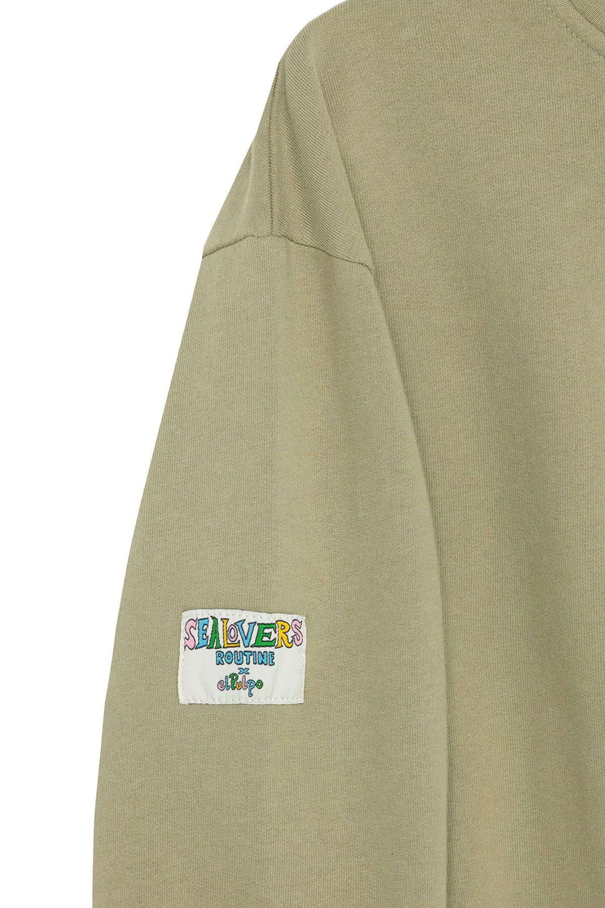 SWEATSHIRT PERKINS PARA MENINO COM O LOGOTIPO ELPULPO BORDADO A VERDE SÁLVIA CONTRASTANTE