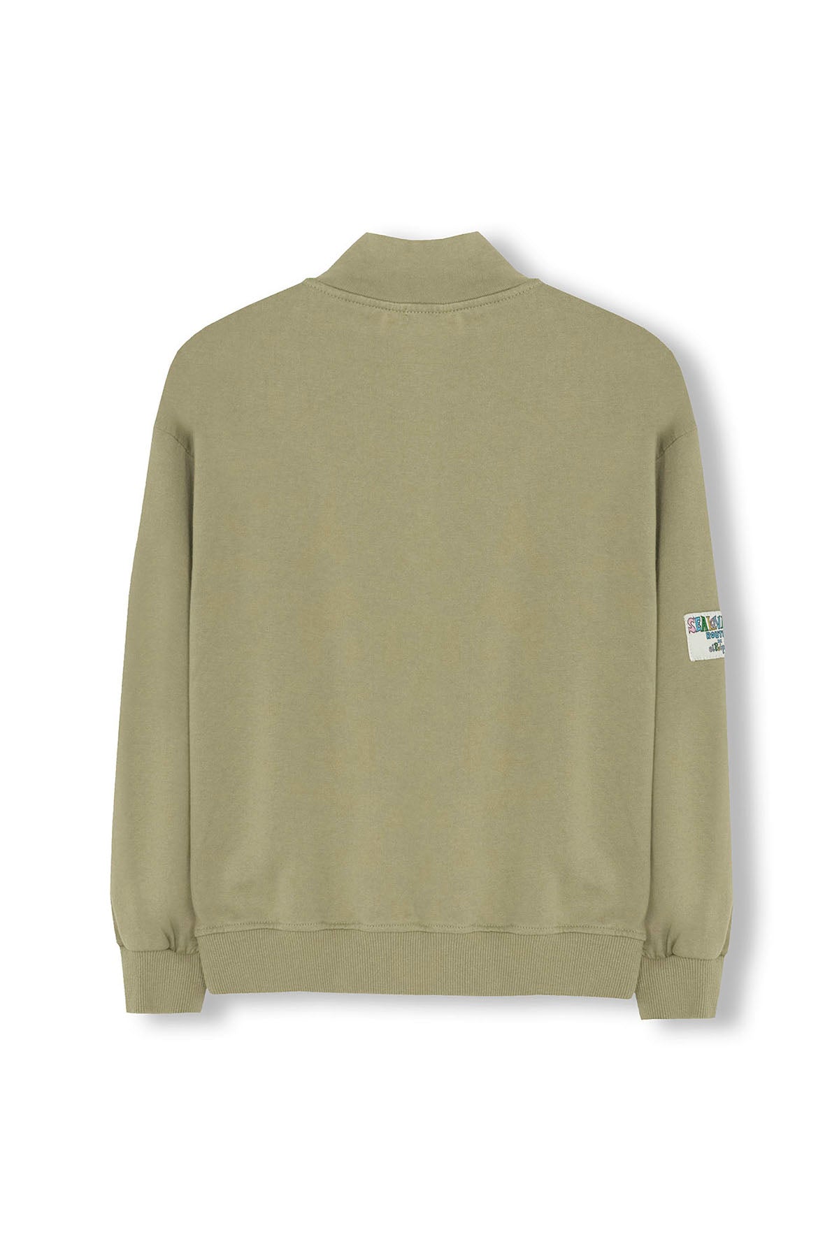 SWEATSHIRT PERKINS PARA MENINO COM O LOGOTIPO ELPULPO BORDADO A VERDE SÁLVIA CONTRASTANTE