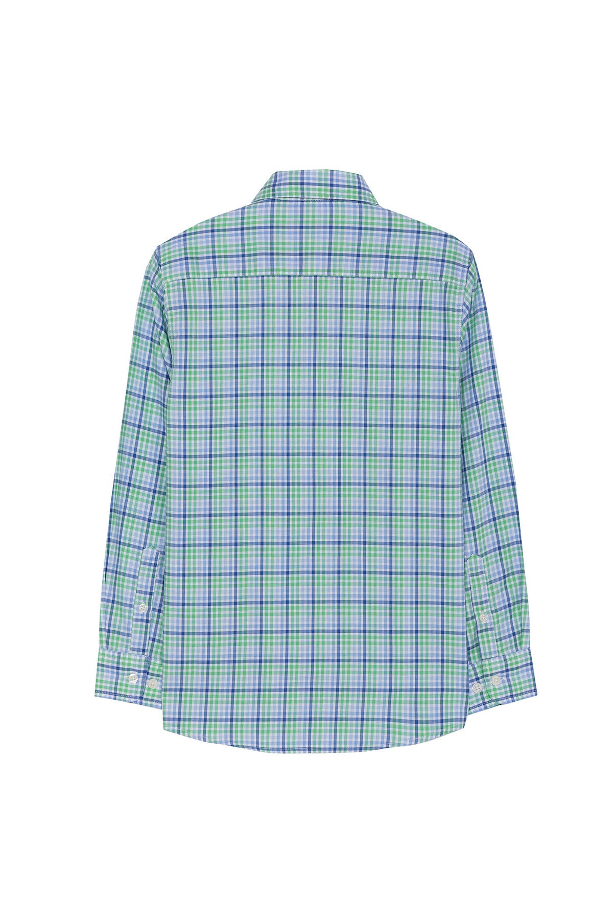 CAMISA NIÑO POPELIN CUELLO BOTON CUADRO AZUL MULTICOLOR