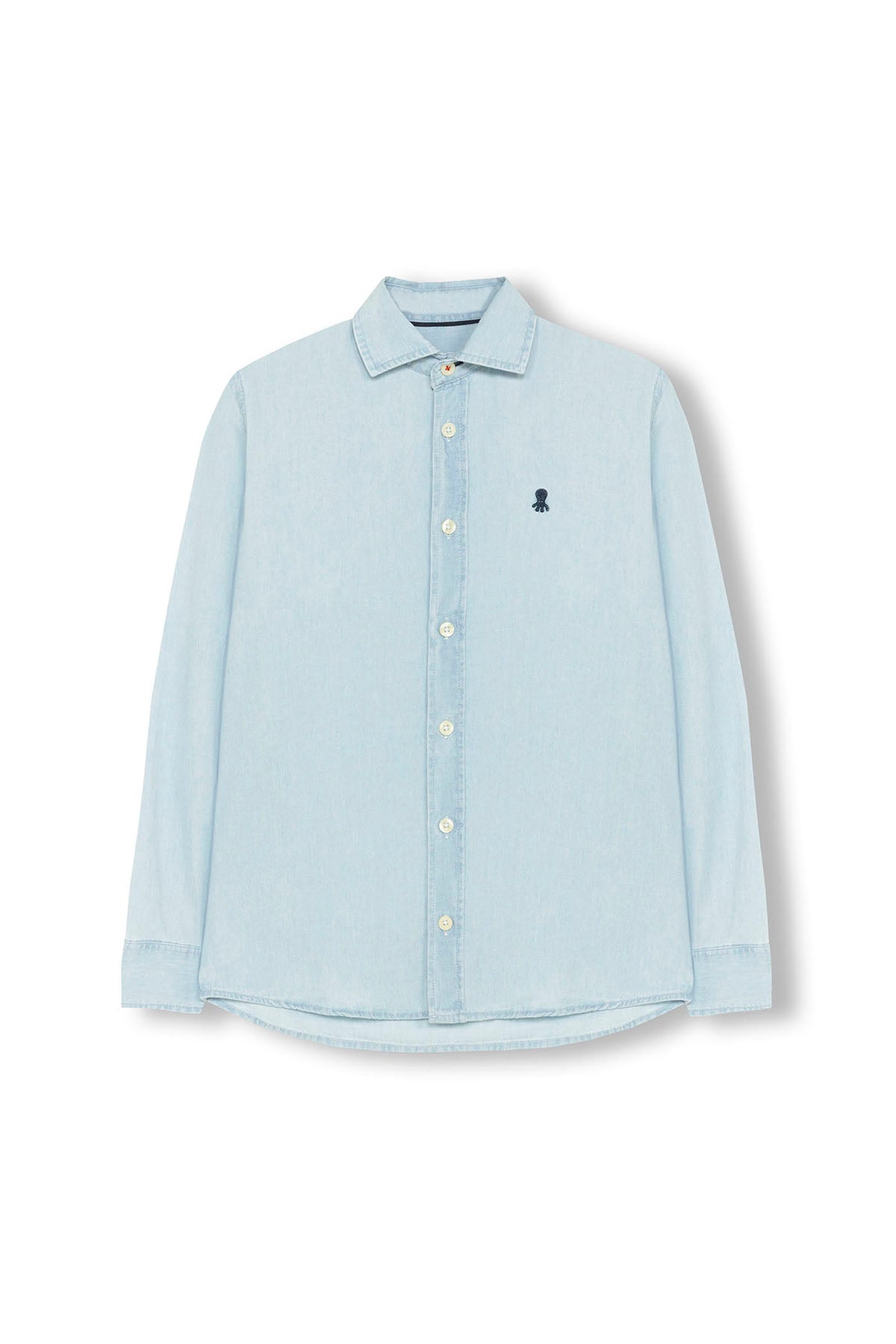 CAMISA ITALIANA MENINA DENIM INDIGO BLEACH