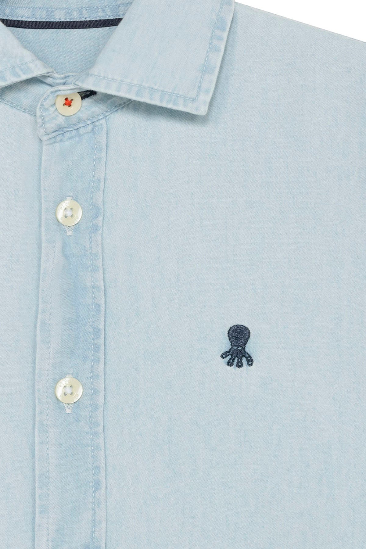 CAMISA ITALIANA MENINA DENIM INDIGO BLEACH