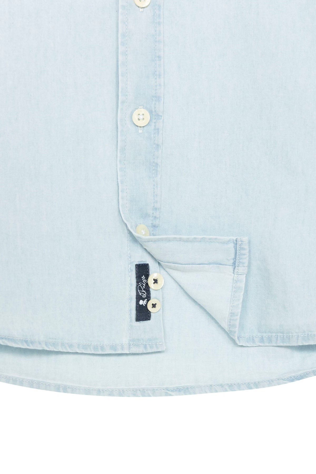 CAMISA ITALIANA MENINA DENIM INDIGO BLEACH