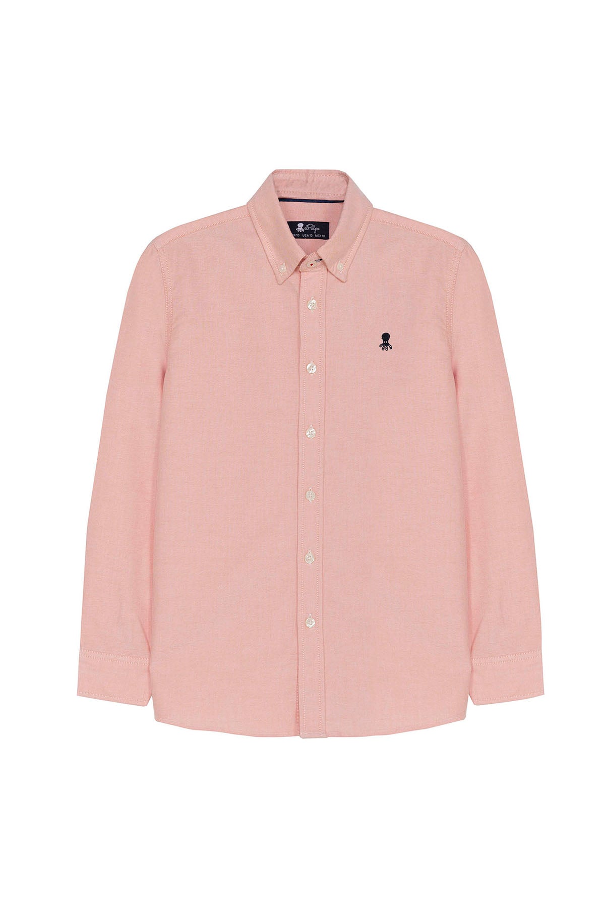 CAMISOLA OXFORD MENINA COM GOLA LARANJA COM BOTÕES