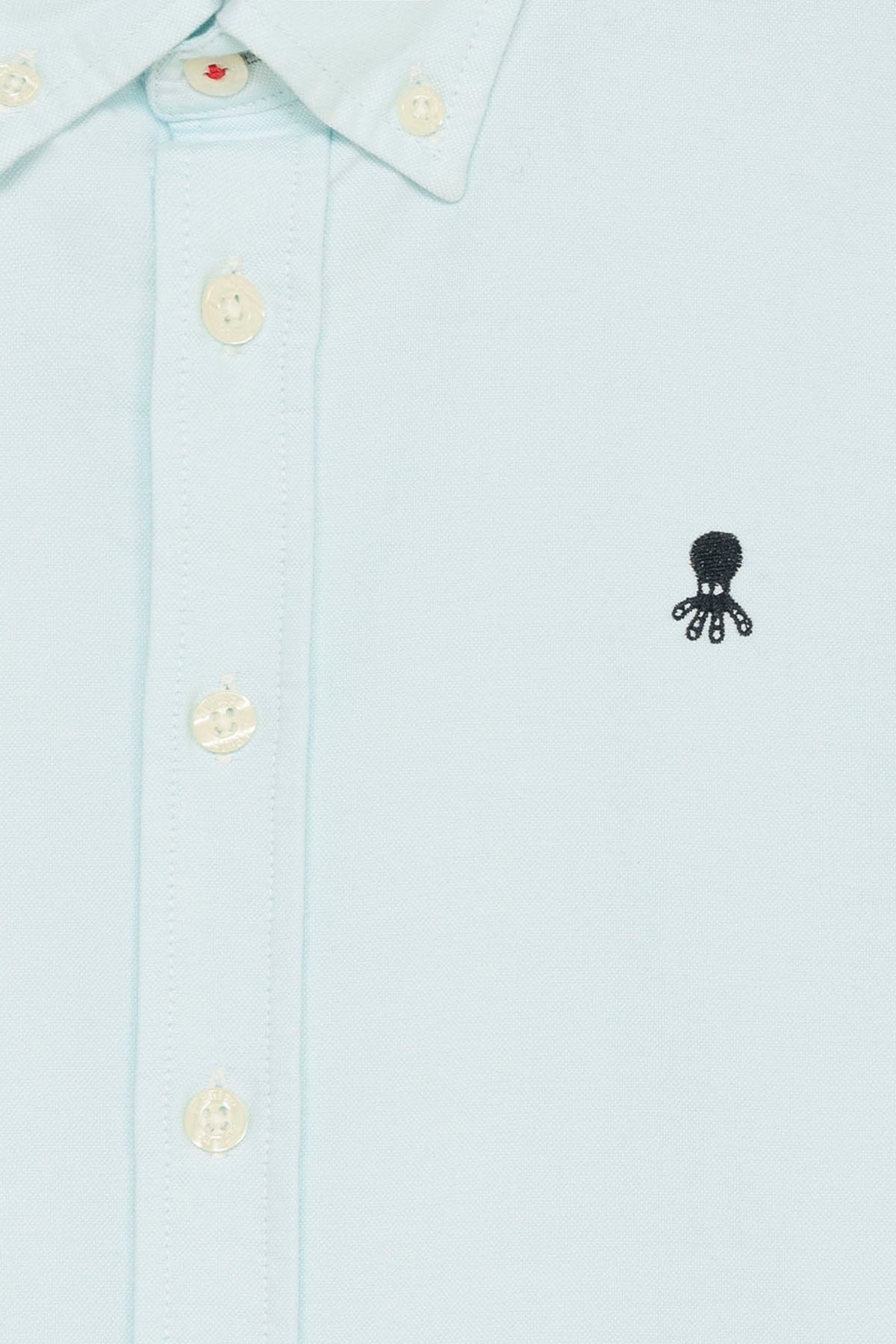 CAMISOLA OXFORD MENINA COM GOLA DE BOTÕES AZUL TURQUESA
