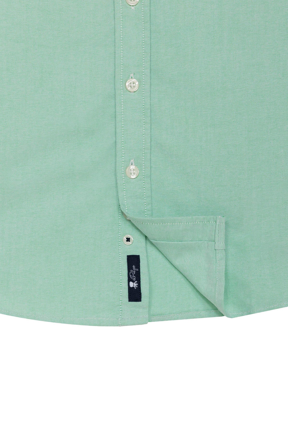 CAMISOLA OXFORD VERDE COM GOLA BOTADA PARA MENINO