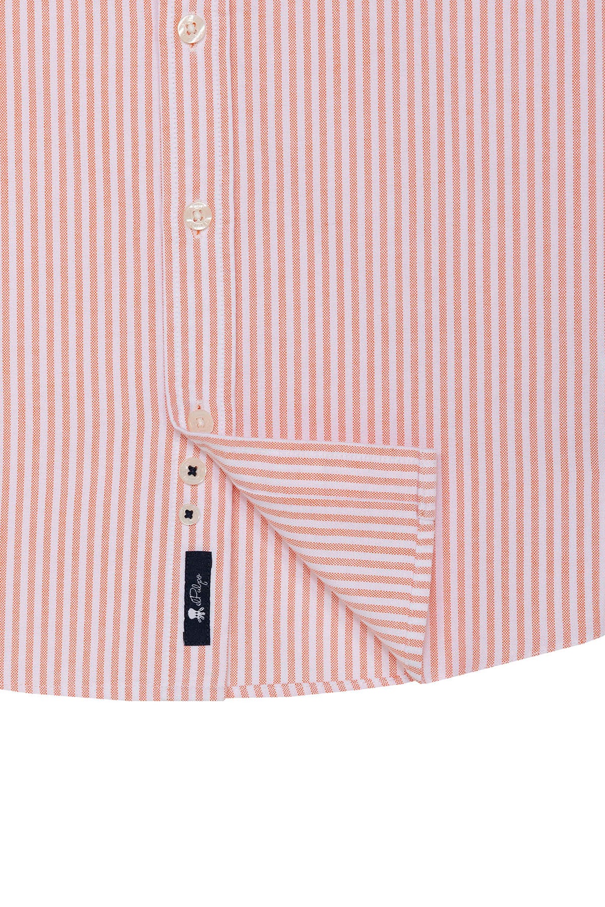CAMISA NIÑO OXFORD CUELLO BOTÓN RAYAS NARANJA