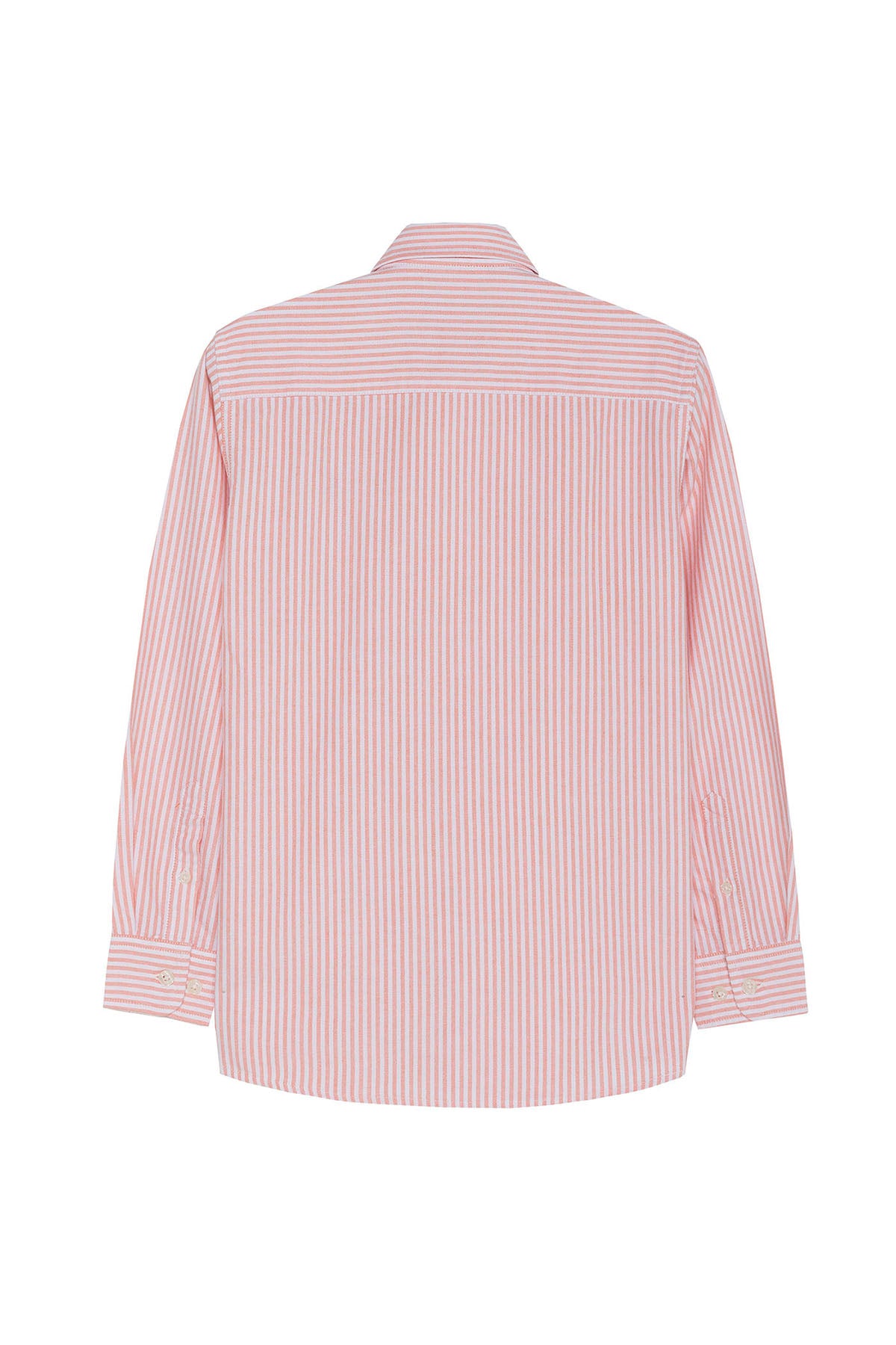CAMISA NIÑO OXFORD CUELLO BOTÓN RAYAS NARANJA
