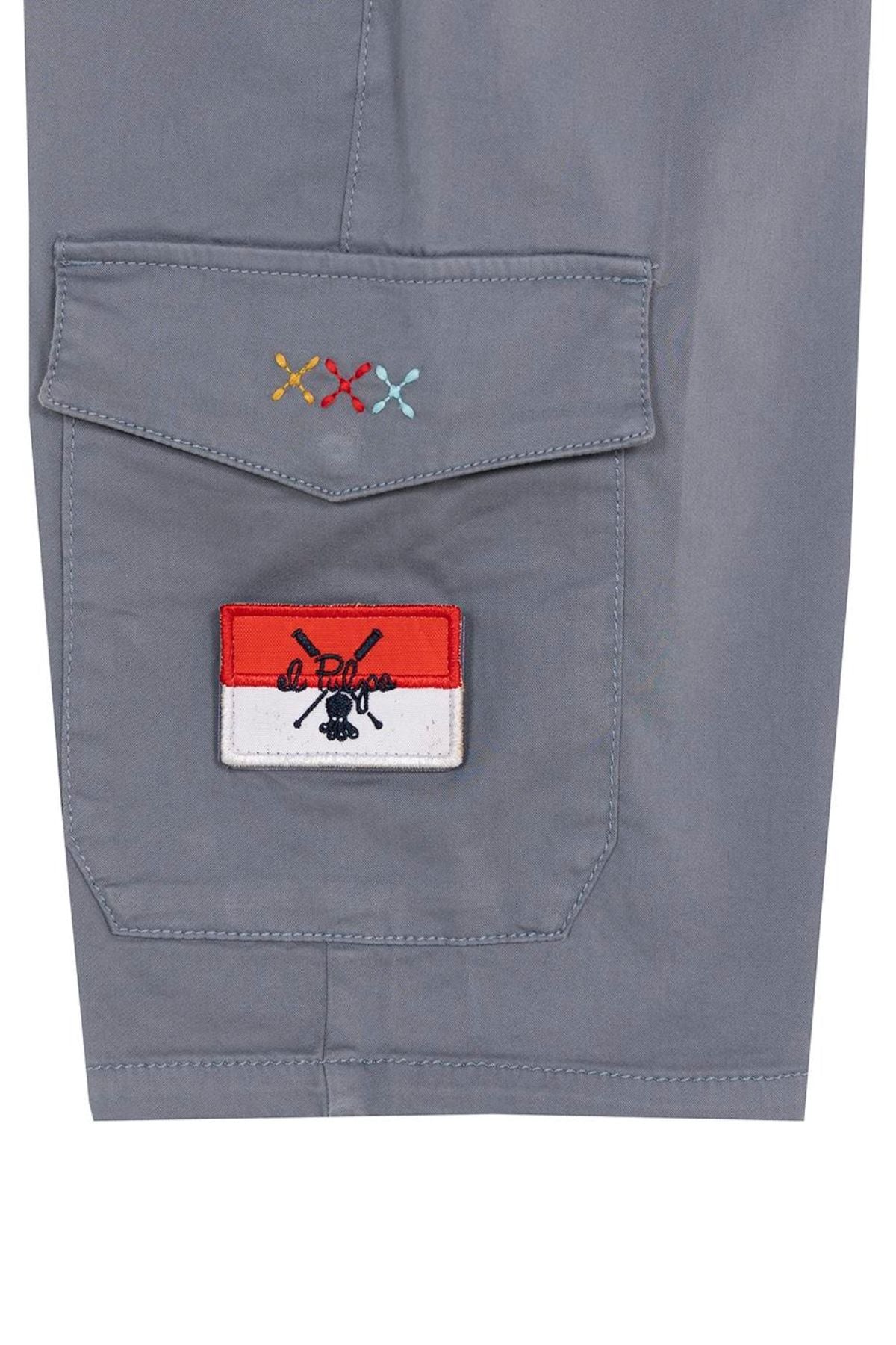 BERMUDA NIÑO PATCH CARGO AZUL LAVANDA