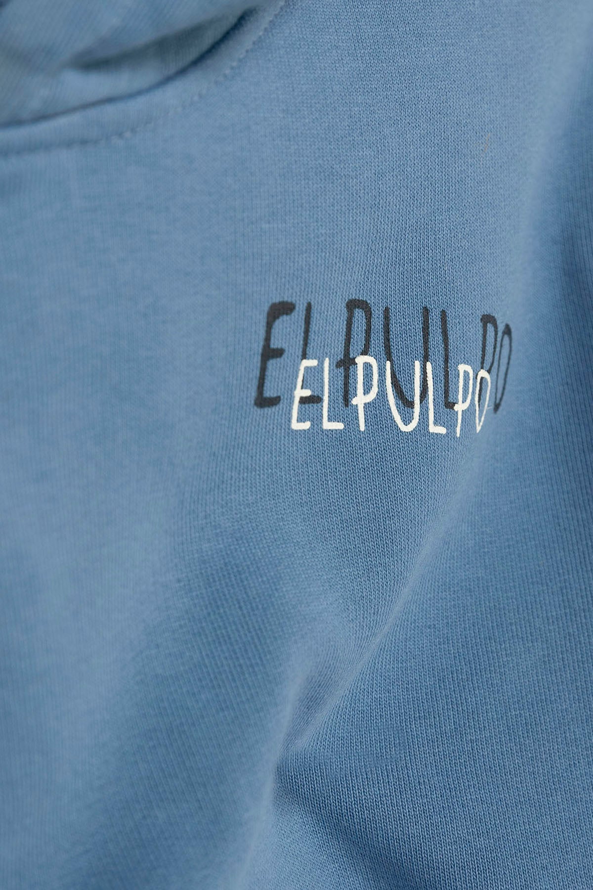 OVERSIZED KIDS SWEATSHIRT WITH HOOD, TRIPLE LOGO DRAWN INDIGO