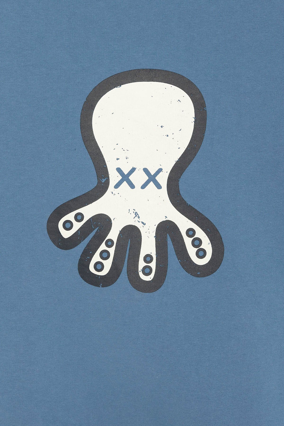 OVERSIZED KIDS SWEATSHIRT WITH HOOD, TRIPLE LOGO DRAWN INDIGO