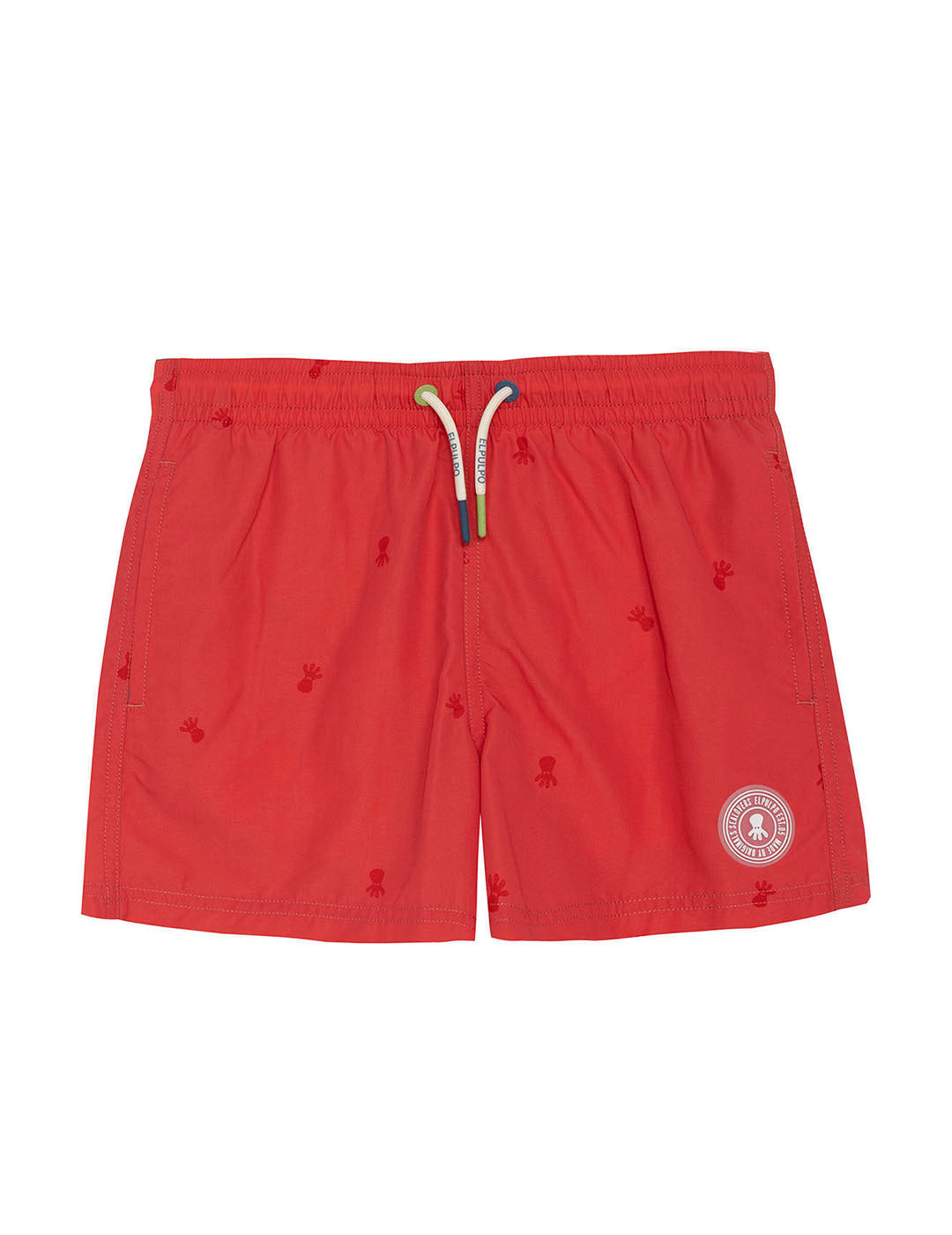 BOY'S SWIMSUIT WASHED PRINTED NEW ALL OVER RED DELAVÉ
