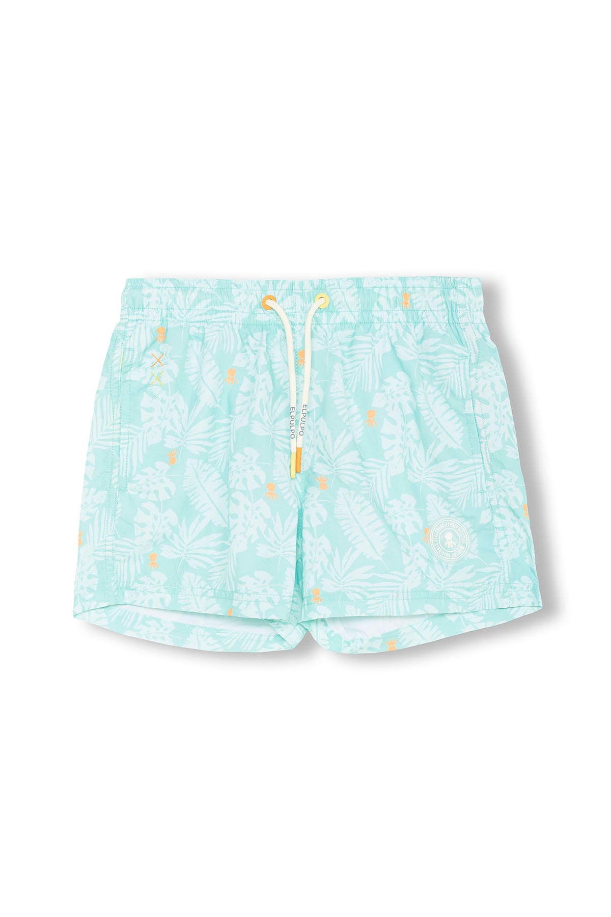 BAÑADOR NIÑO ESTAMPADO SILUETAS HOJAS AZUL TURQUESA