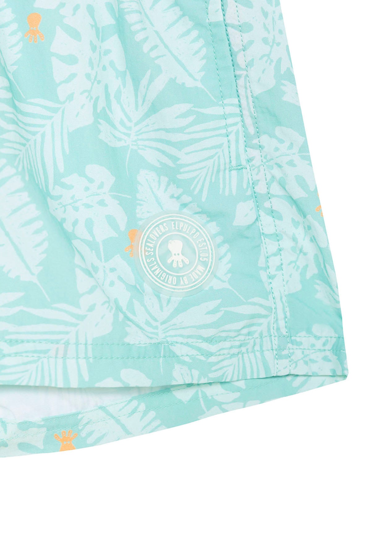 BAÑADOR NIÑO ESTAMPADO SILUETAS HOJAS AZUL TURQUESA