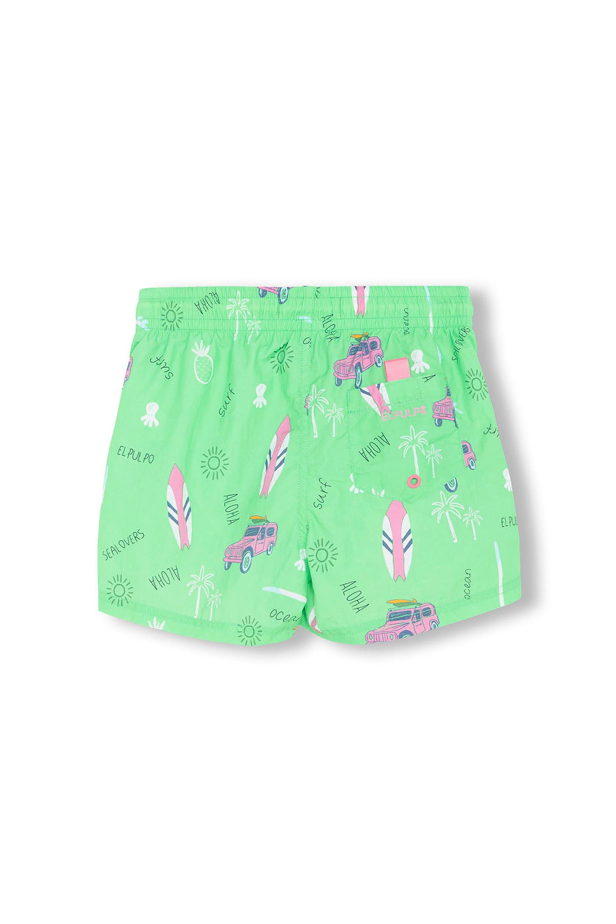 BAÑADOR NIÑO ESTAMPADO SURFBOARDS VERDE PISTACHO