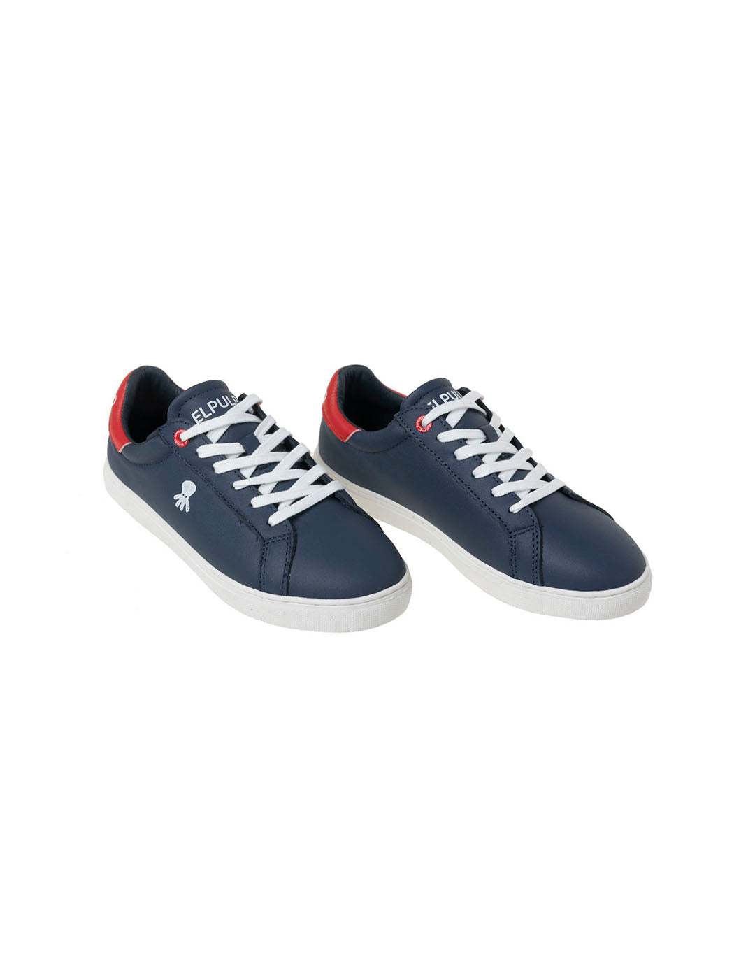 SAPATO CASUAL MENINO COM DETALHES CONTRASTANTES E LOGOTIPO EM AZUL MARINHO