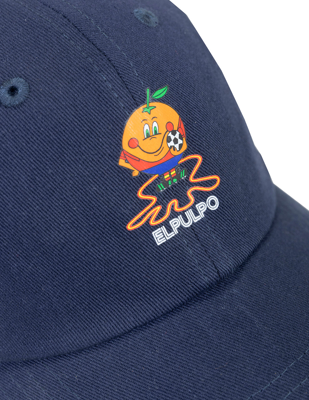 Boné infantil DELAVÉ com estampado de polvo e laranja, lavado, azul marinho