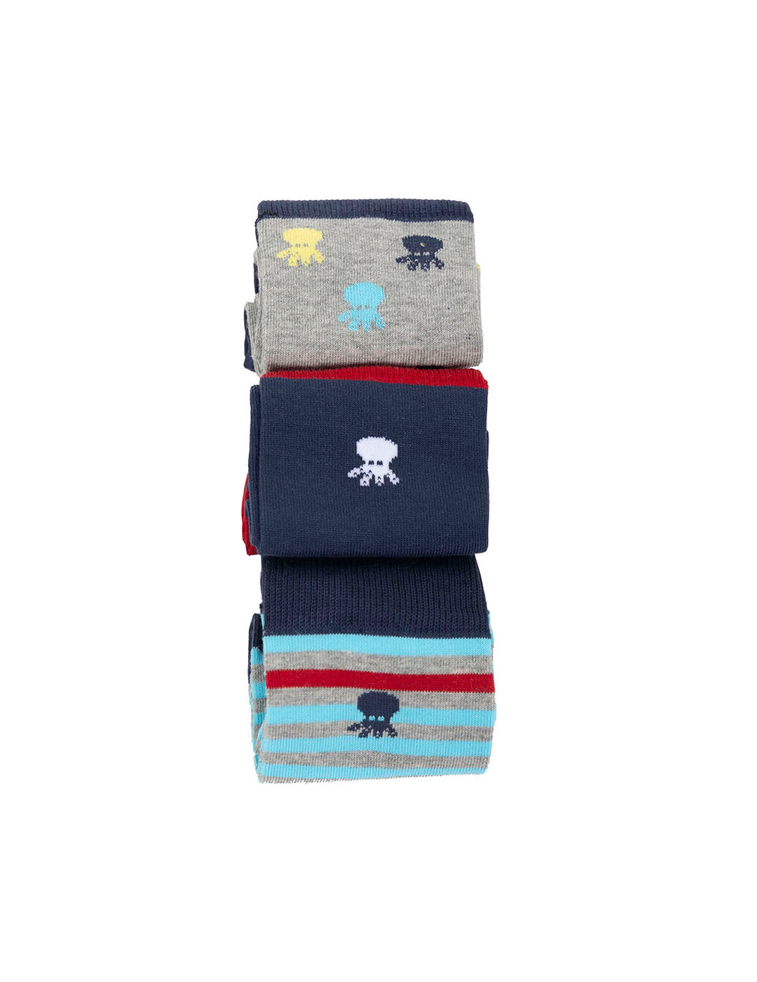 Meias para rapaz com riscas e logotipos mistos, pacote de 3, multicoloridas