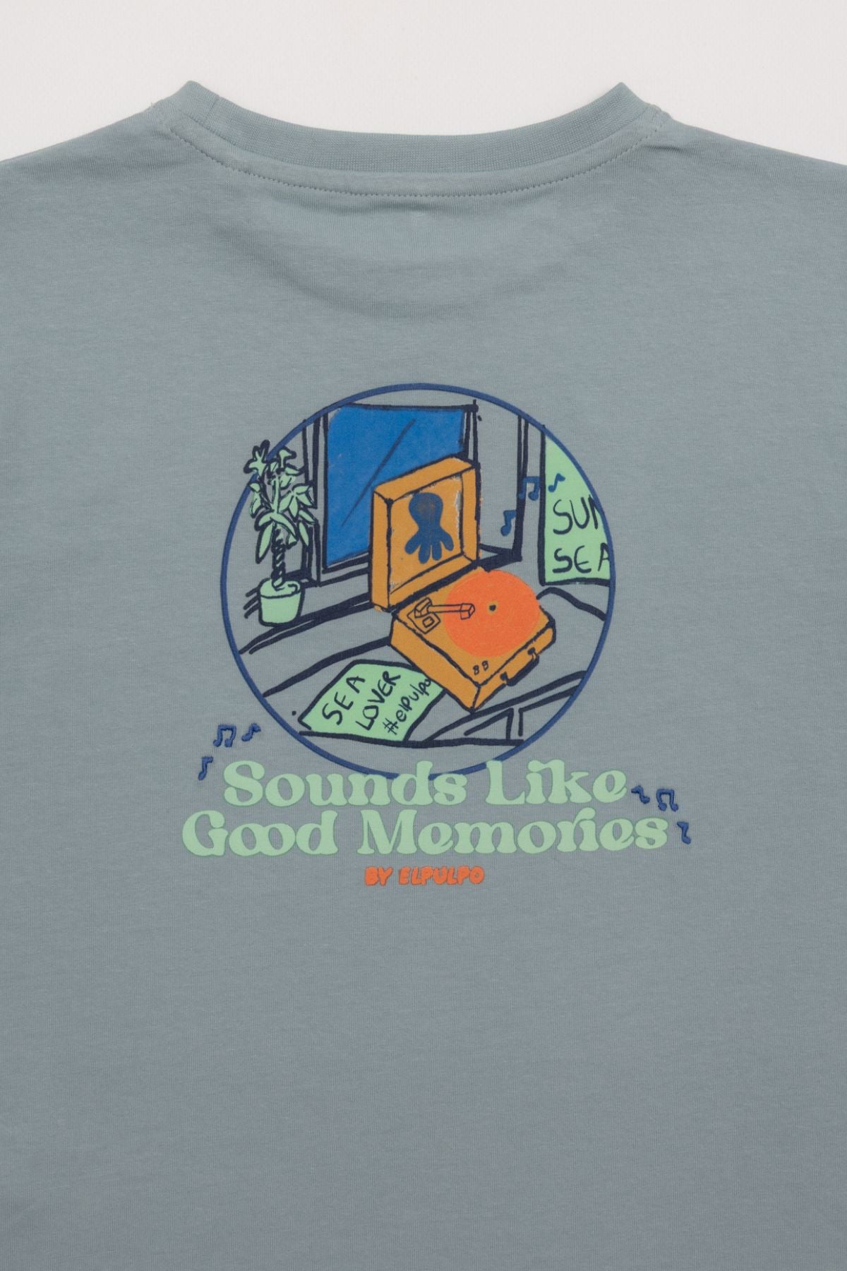T-SHIRT INFANTIL SOUND LIKE GOOD MEMORIES EM CINZA-AZUL