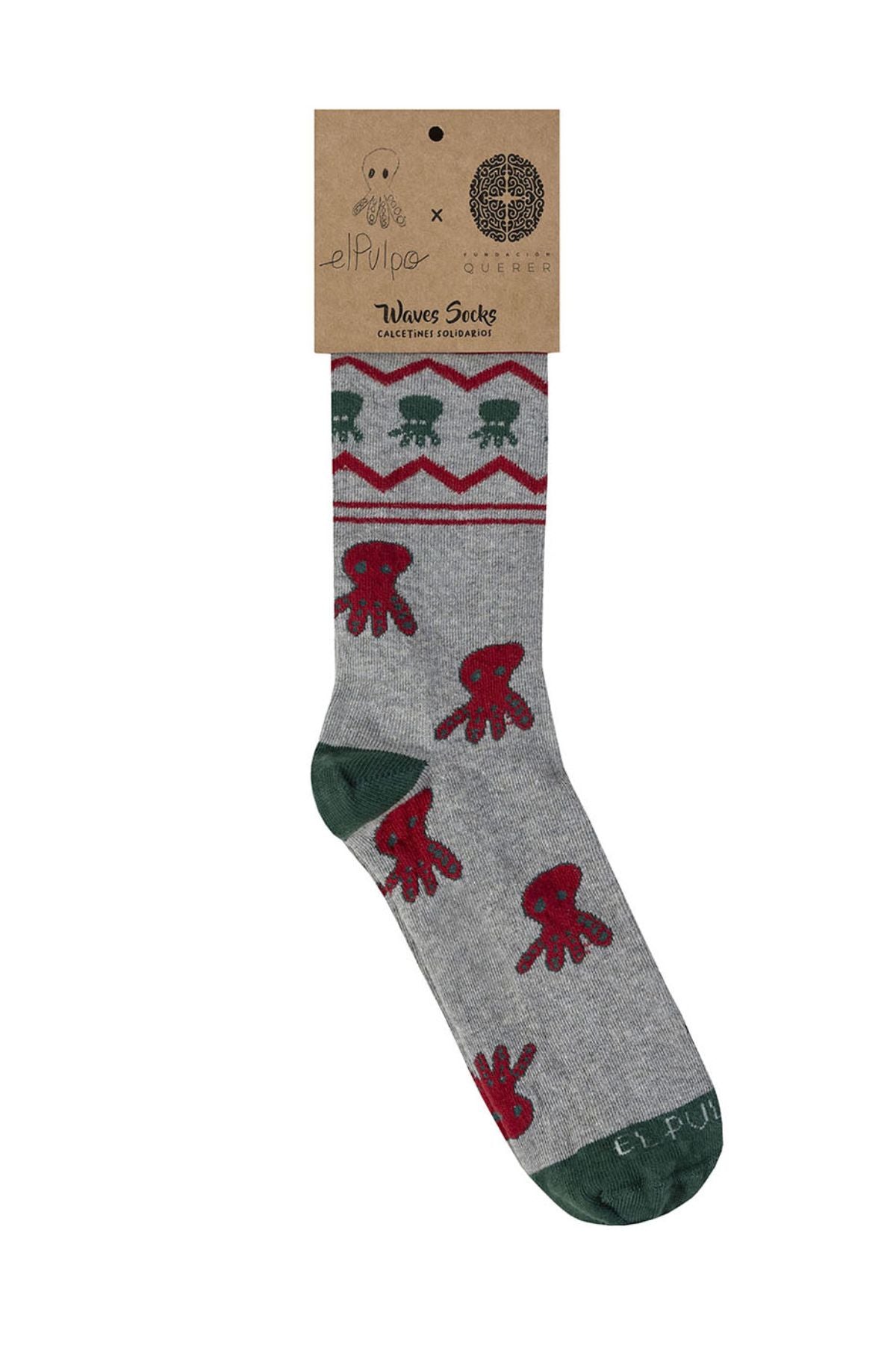 CALCETINES FUNDACIÓN QUERER GRECAS ALLOVER ELPULPO GRIS