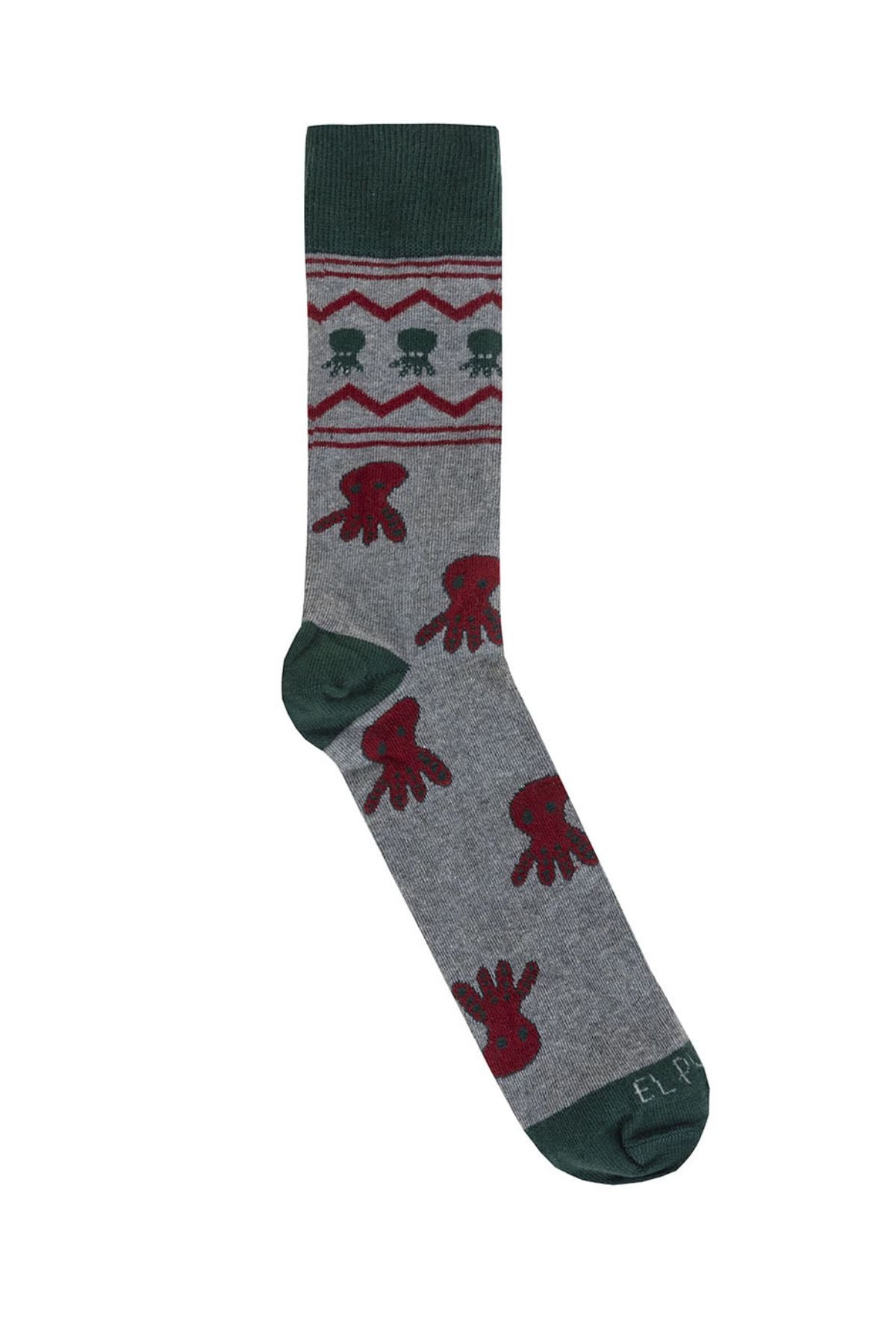 CALCETINES FUNDACIÓN QUERER GRECAS ALLOVER ELPULPO GRIS