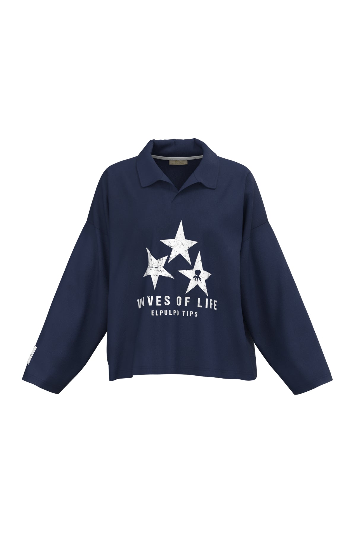 Polo teen manga larga estampado estrellas azul marino