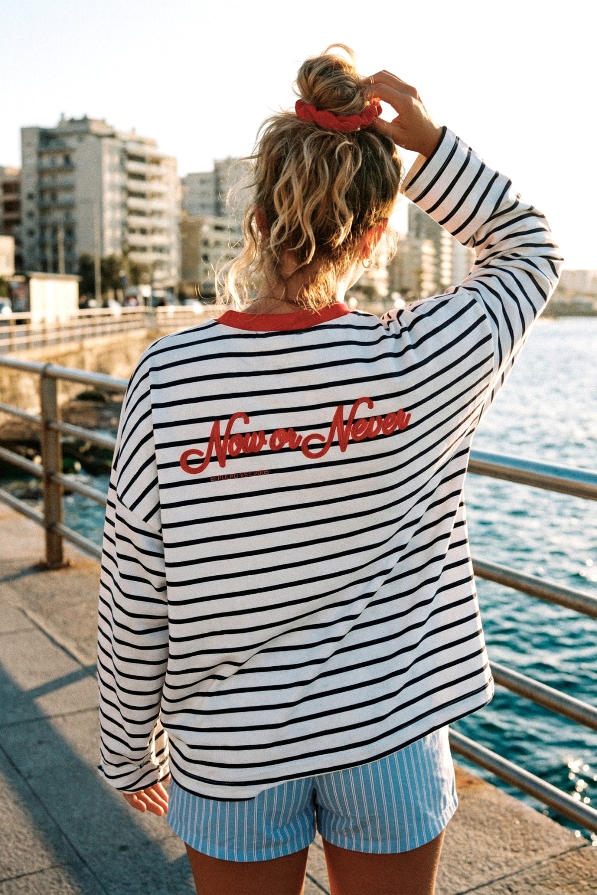 Sudadera teen rayas now or never blanco puro