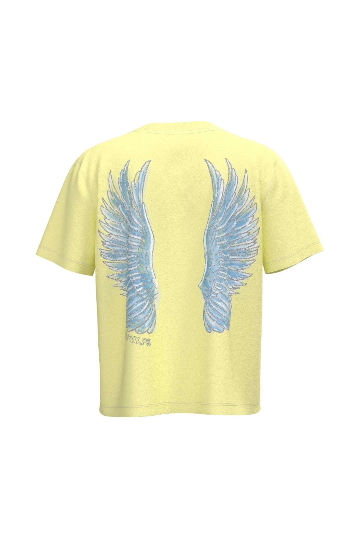 Camiseta teen manga corta alas amarillo claro