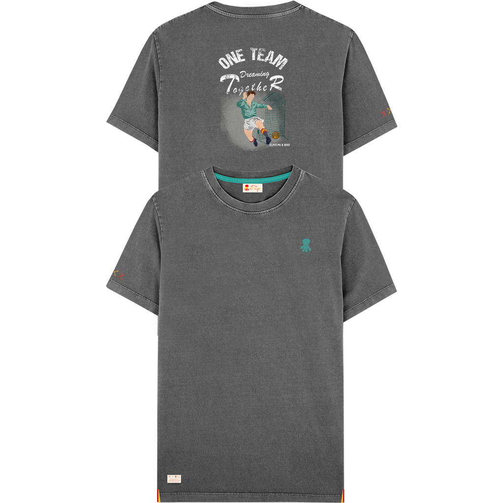 CAMISETA ESTAMPADO GRÁFICO DESGASTADO FÚTBOL CARBÓN