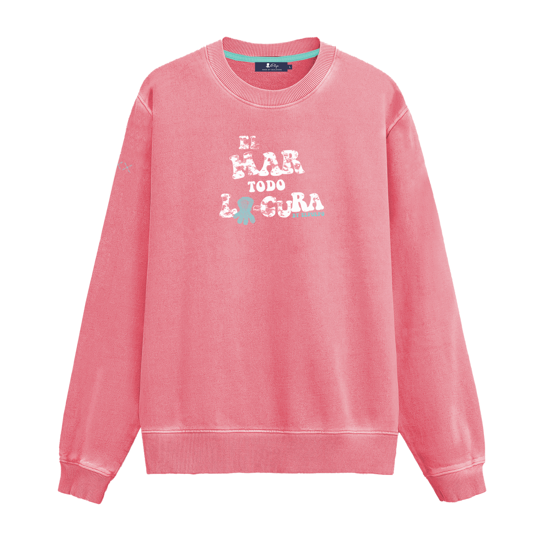 SUDADERA EL MAR TODO LO-CURA DESGASTADO ROSA CHICLE