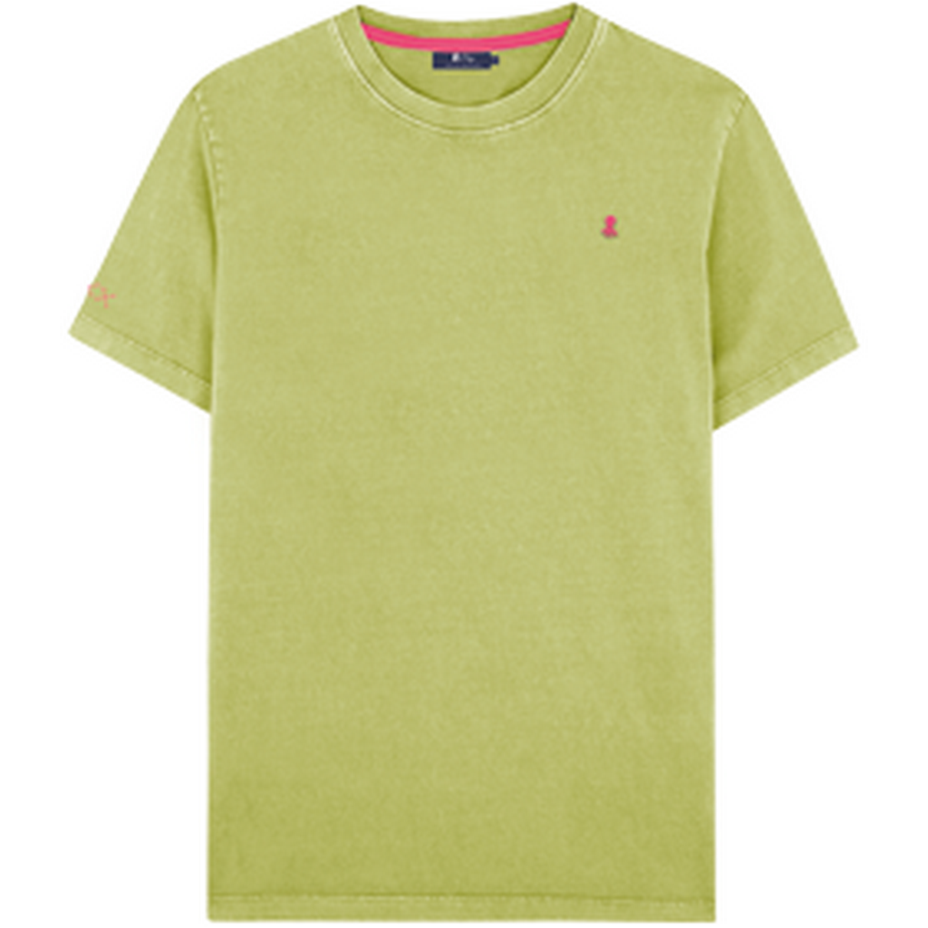 CAMISETA BÁSICA BORDADO A CONTRASTE VERDE PISTACHO