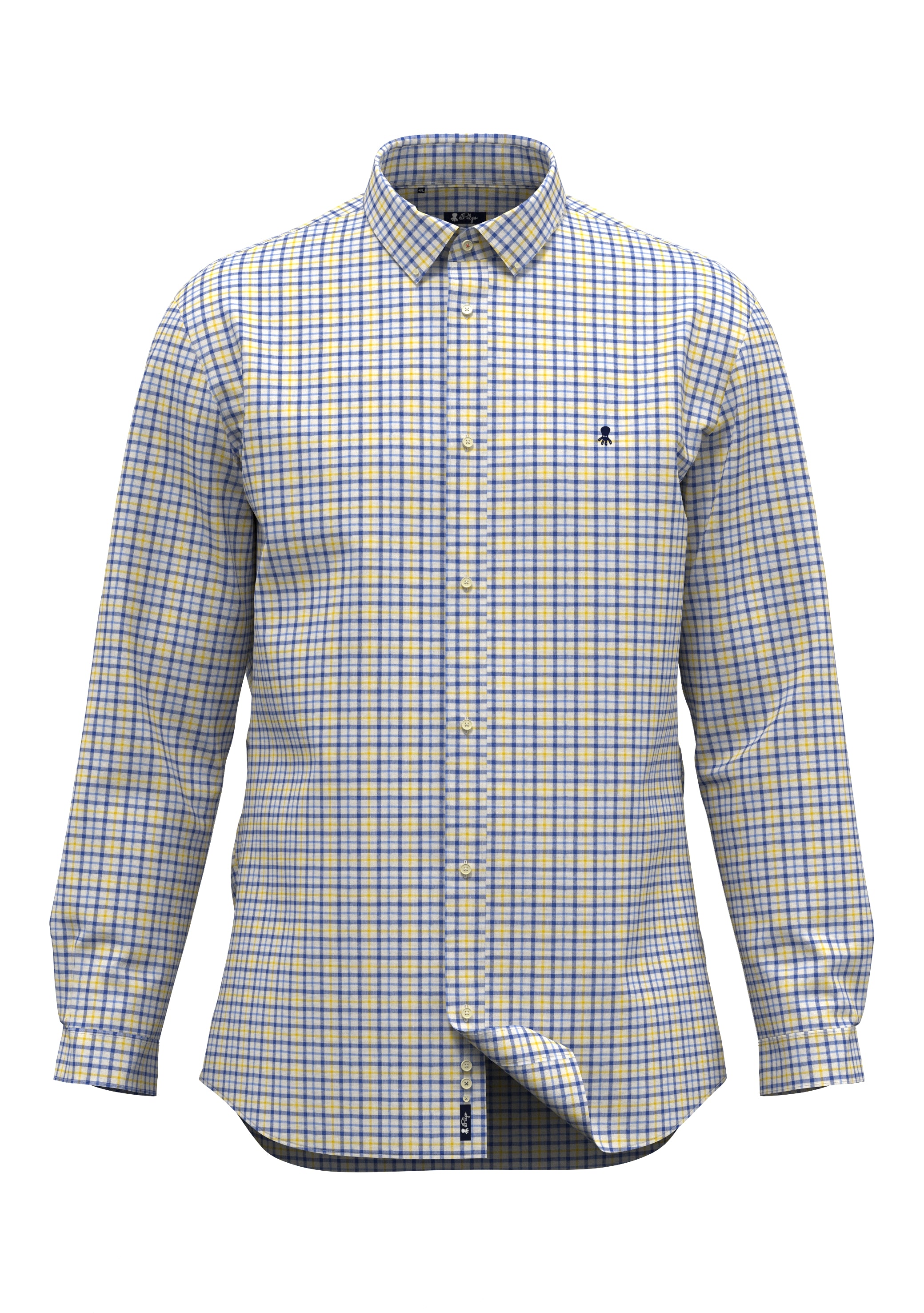 CAMISA OXFORD CUELLO BOTÓN VICHY AMARILLO MULTICOLOR