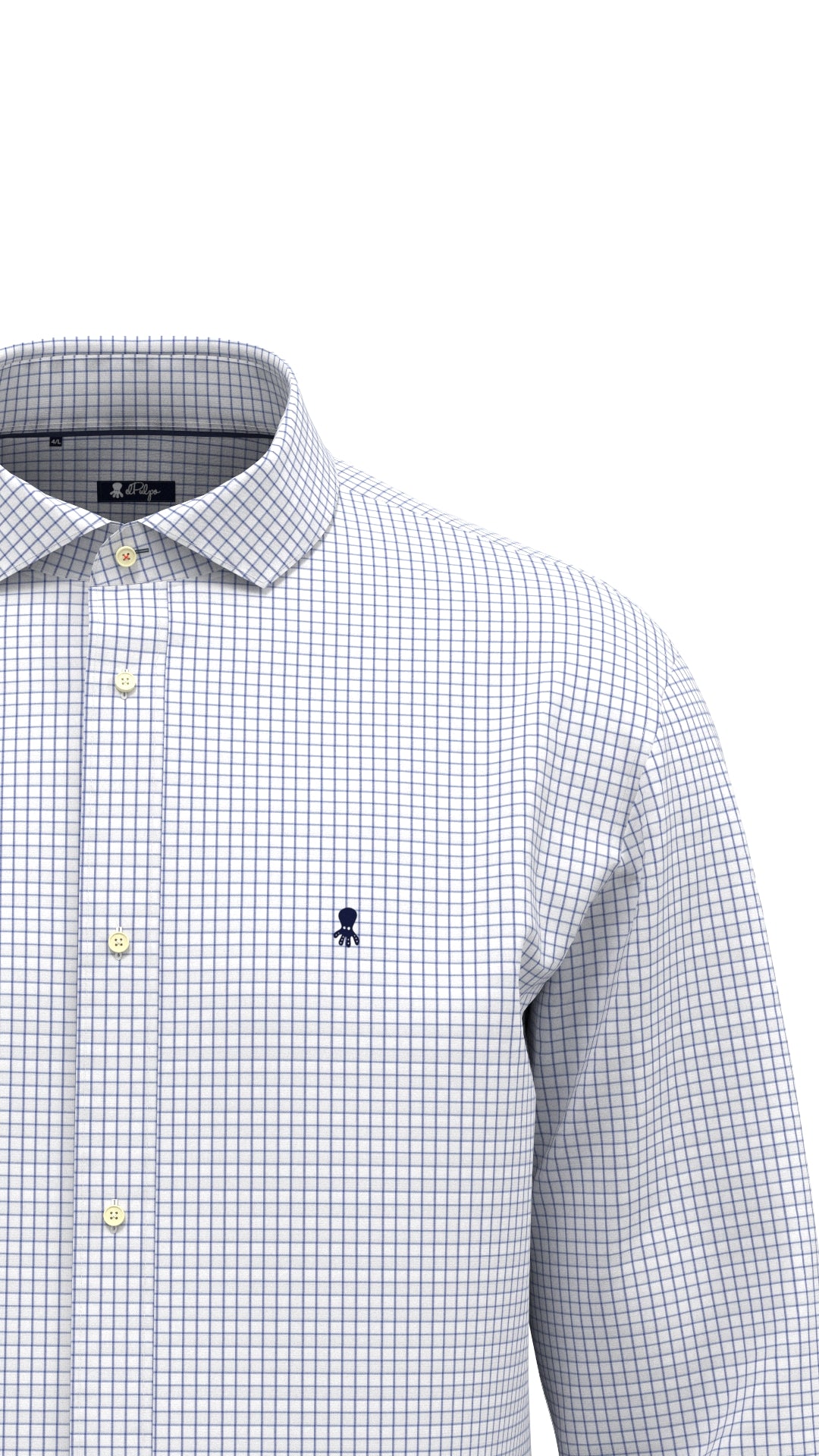 CAMISA CUADRO SIMPLE POPELIN AZUL COBALTO