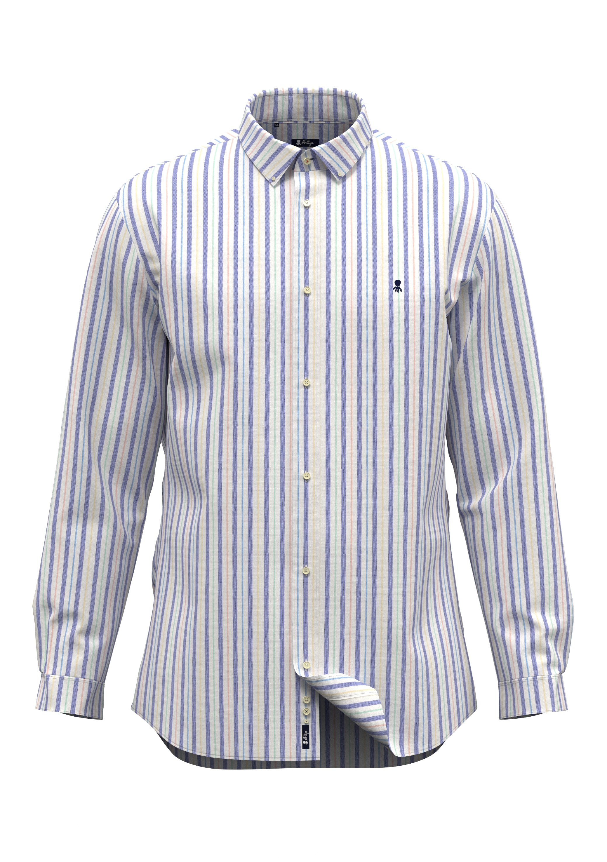 MULTICOLOR COMBINED STRIPED POPLIN BUTTON COLLAR SHIRT