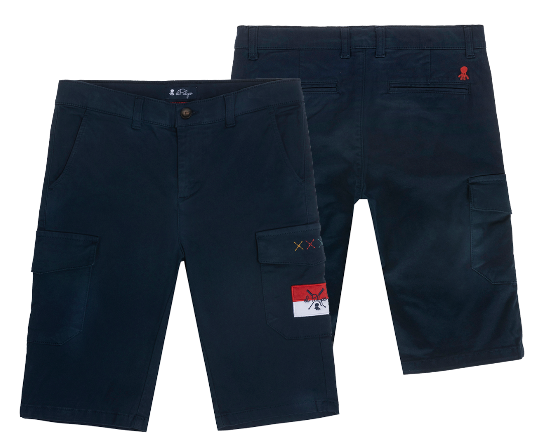 BERMUDA PATCH CARGO AZUL MARINO