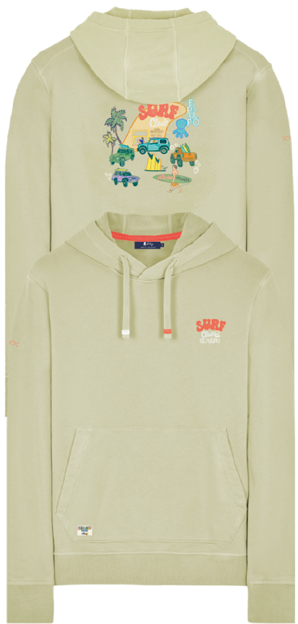 PICK UP SURFBOARD PRINT HOODIE SAGE GREEN