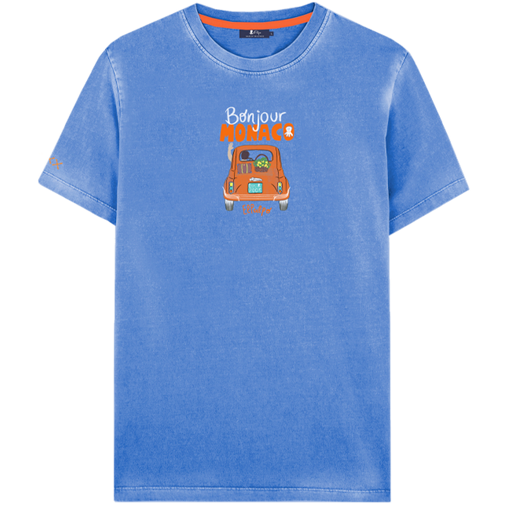 CAMISETA ESTAMPADO BONJOUR AZUL ELÉCTRICO