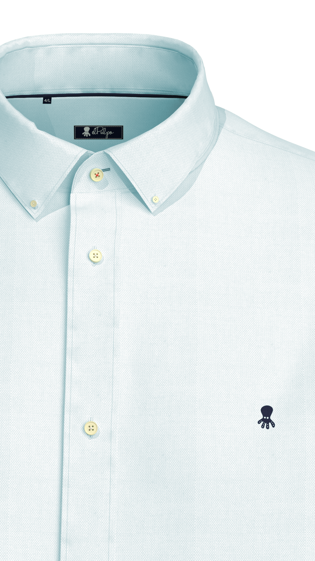 Camisa cuello botón oxford azul turquesa