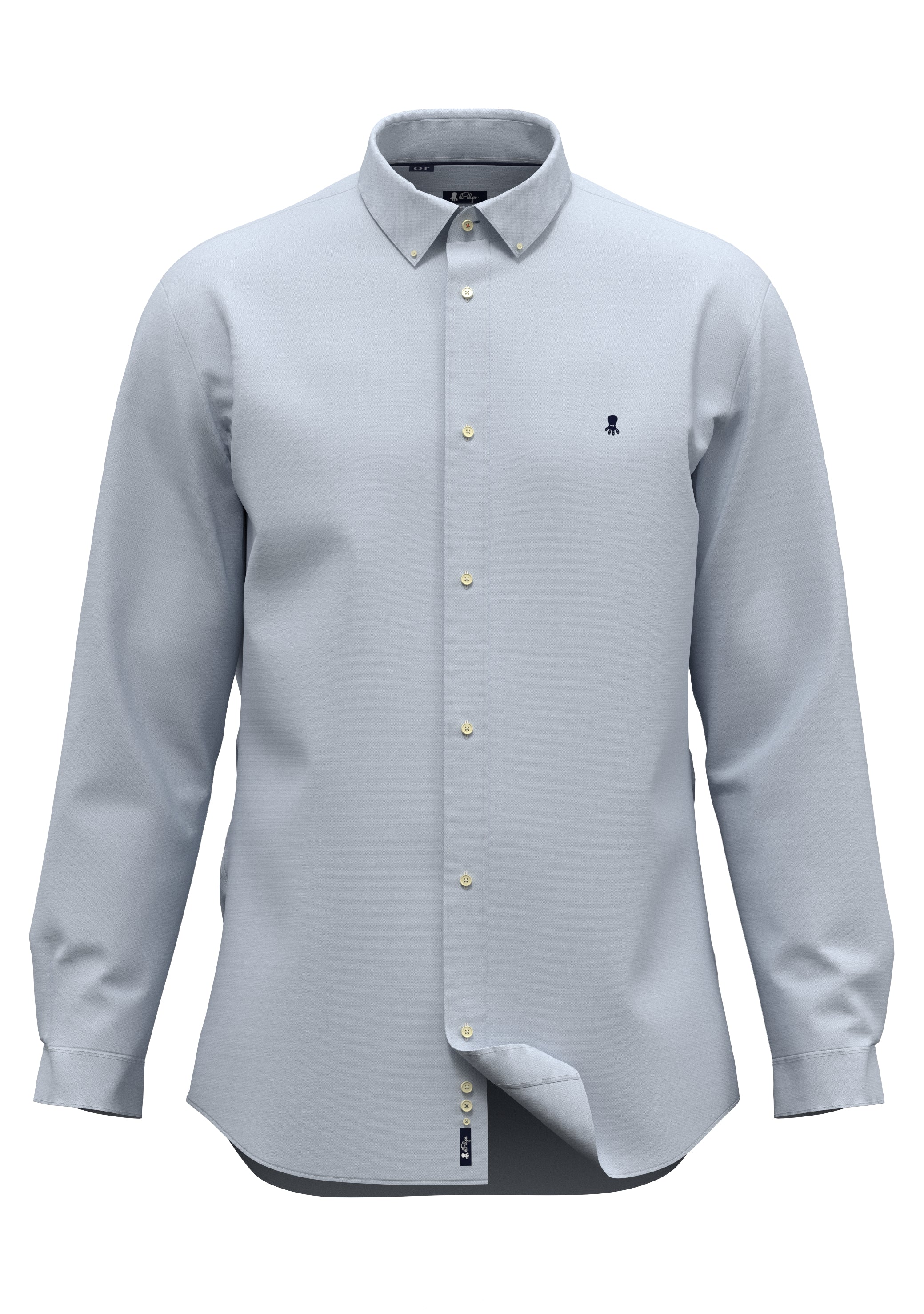 CAMISA CUELLO BOTON POPELIN ELASTICO AZUL CELESTE