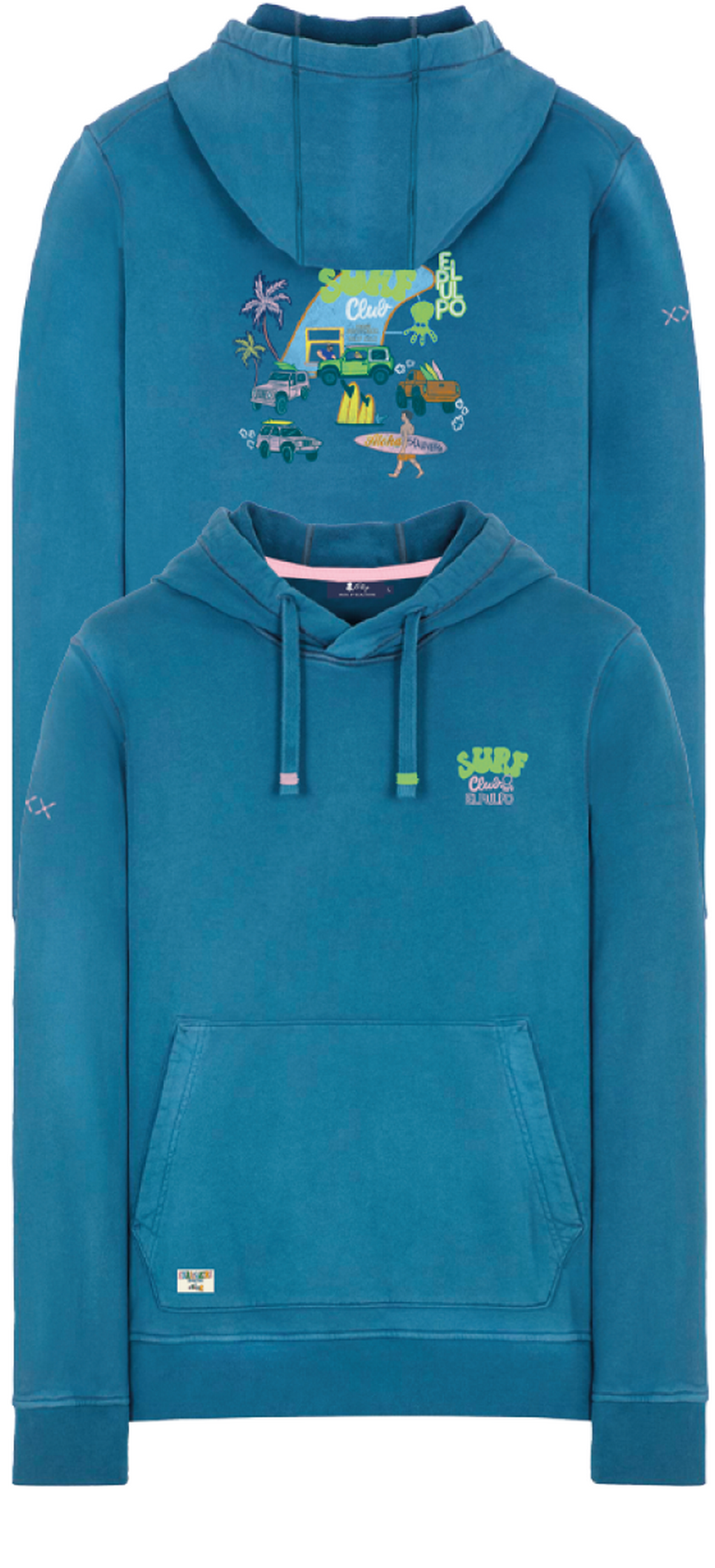SUDADERA CAPUCHA ESTAMPADO PICK UP SURFBOARD AZUL ZAFIRO