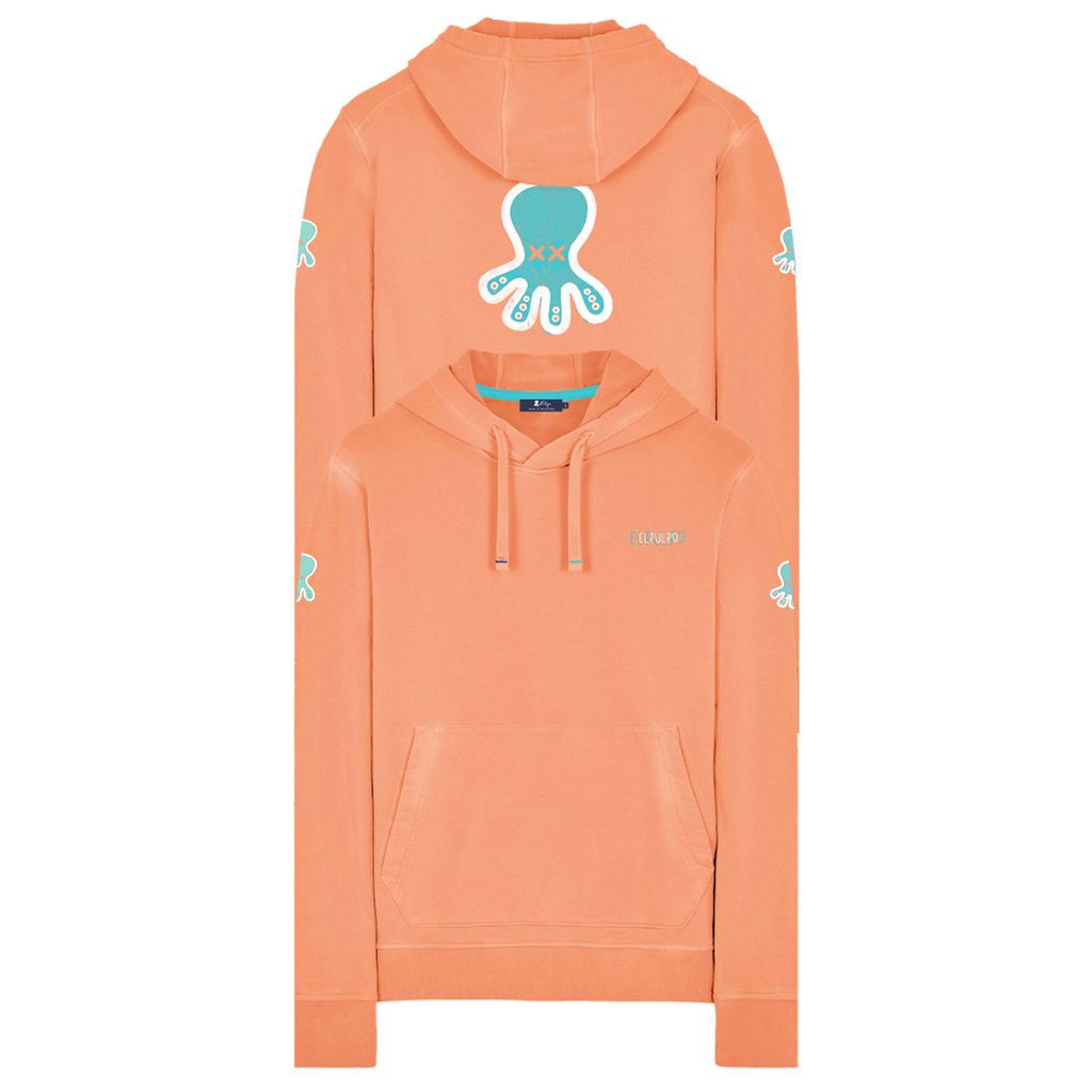 TRIPLE DRAWN LOGO HOODIE PEACH