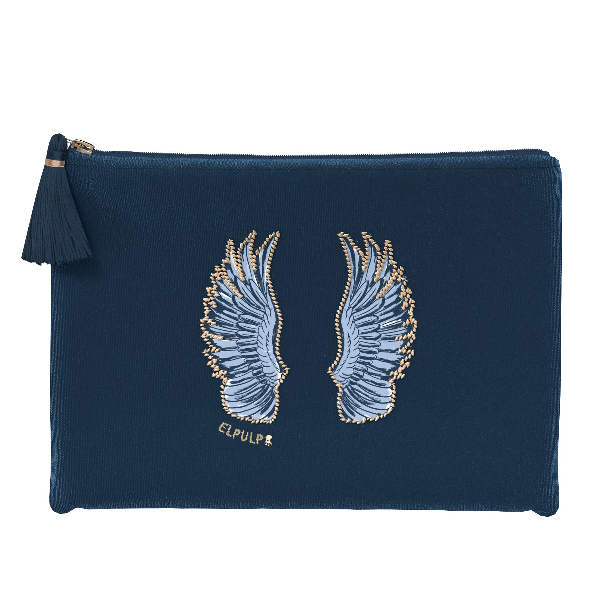 NAVY BLUE VELVET WINGS TOILETRY BAG