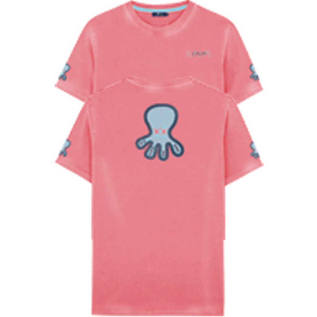 CAMISETA TRIPLE LOGO DIBUJADO ROSA CHICLE