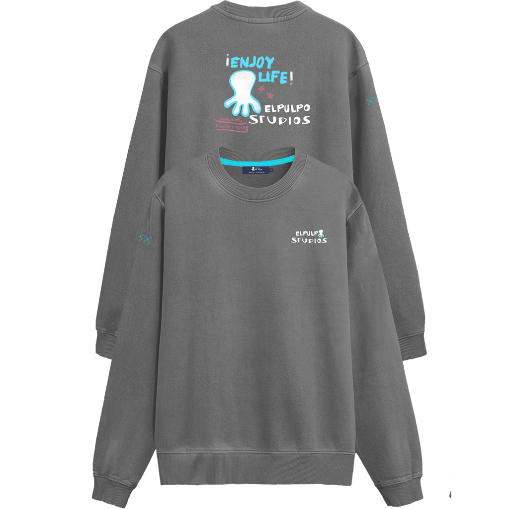 ENJOY LIFE ANTHRACITE PRINTED SWEATSHIRT