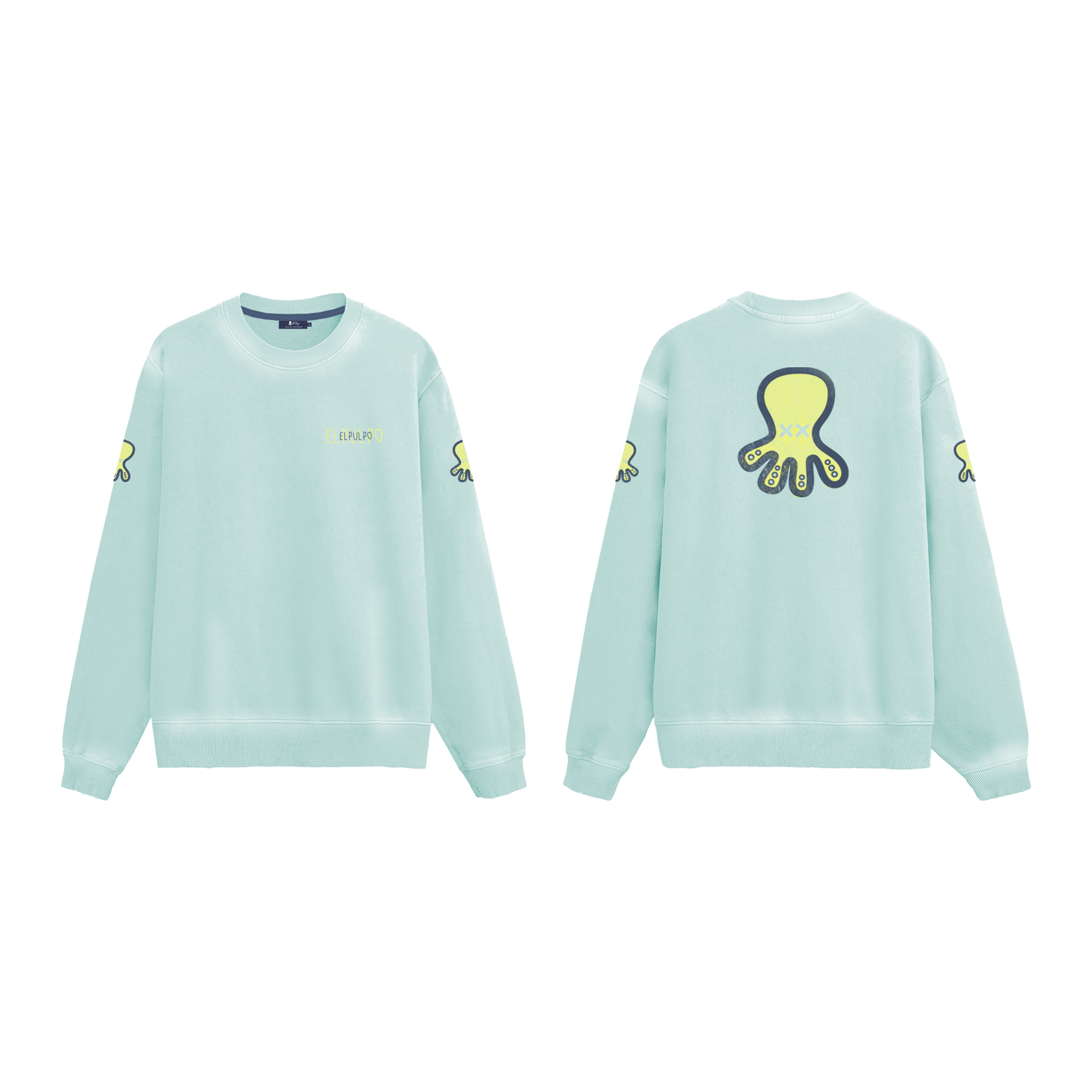 SUDADERA LOGO TRIPLE DIBUJADO AZUL TURQUESA