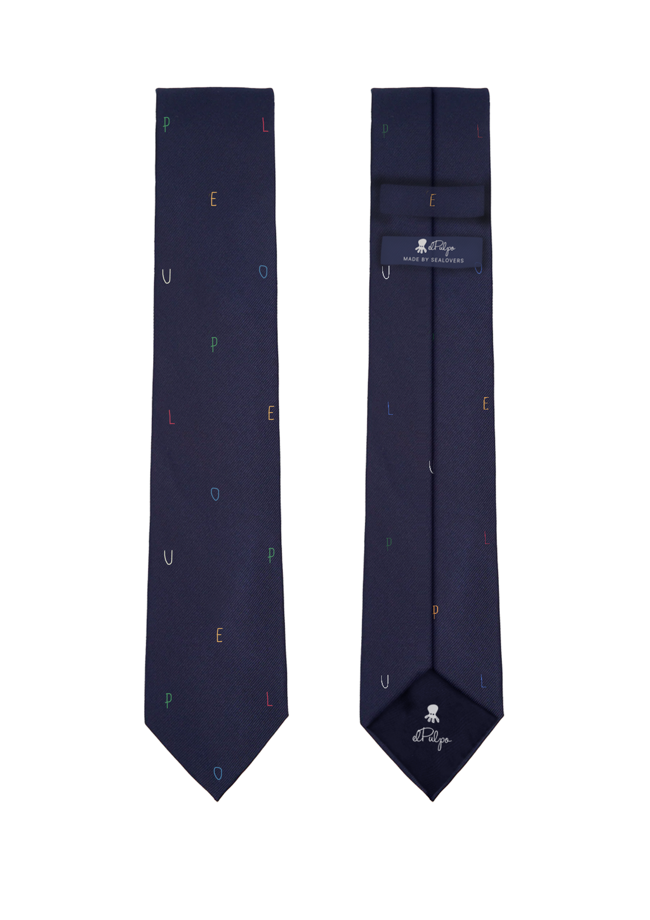 Corbata letras azul multicolor