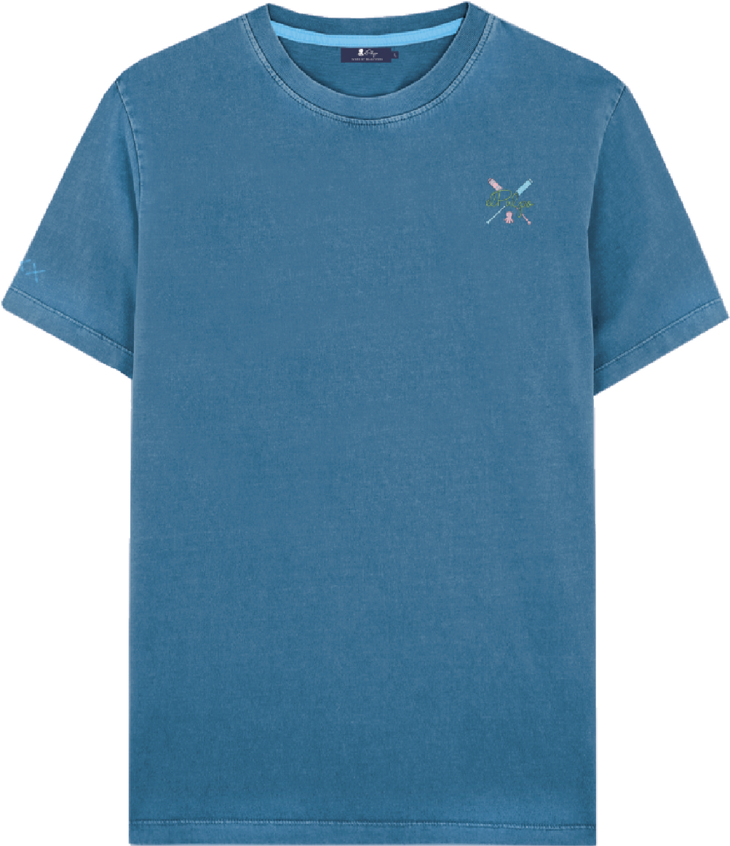 SAPPHIRE BLUE OARS PRINTED T-SHIRT